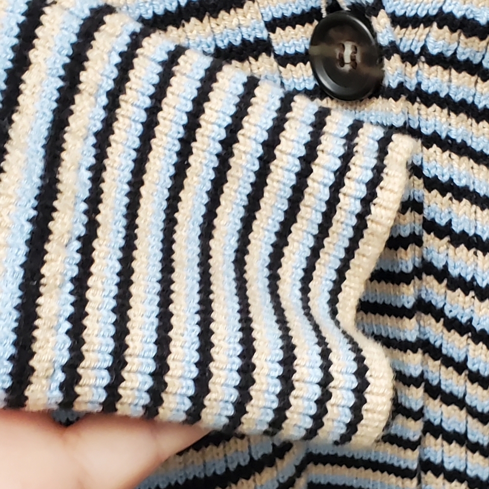 A.L.C. Caspian Striped Cardigan Patch Pockets Oversized Italian Yarn Size Small - Picture 8 of 14